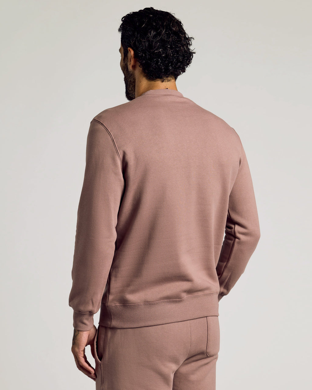 Slate Mauve Fleece French Terry Pullover Crew Neck Sweatshirt