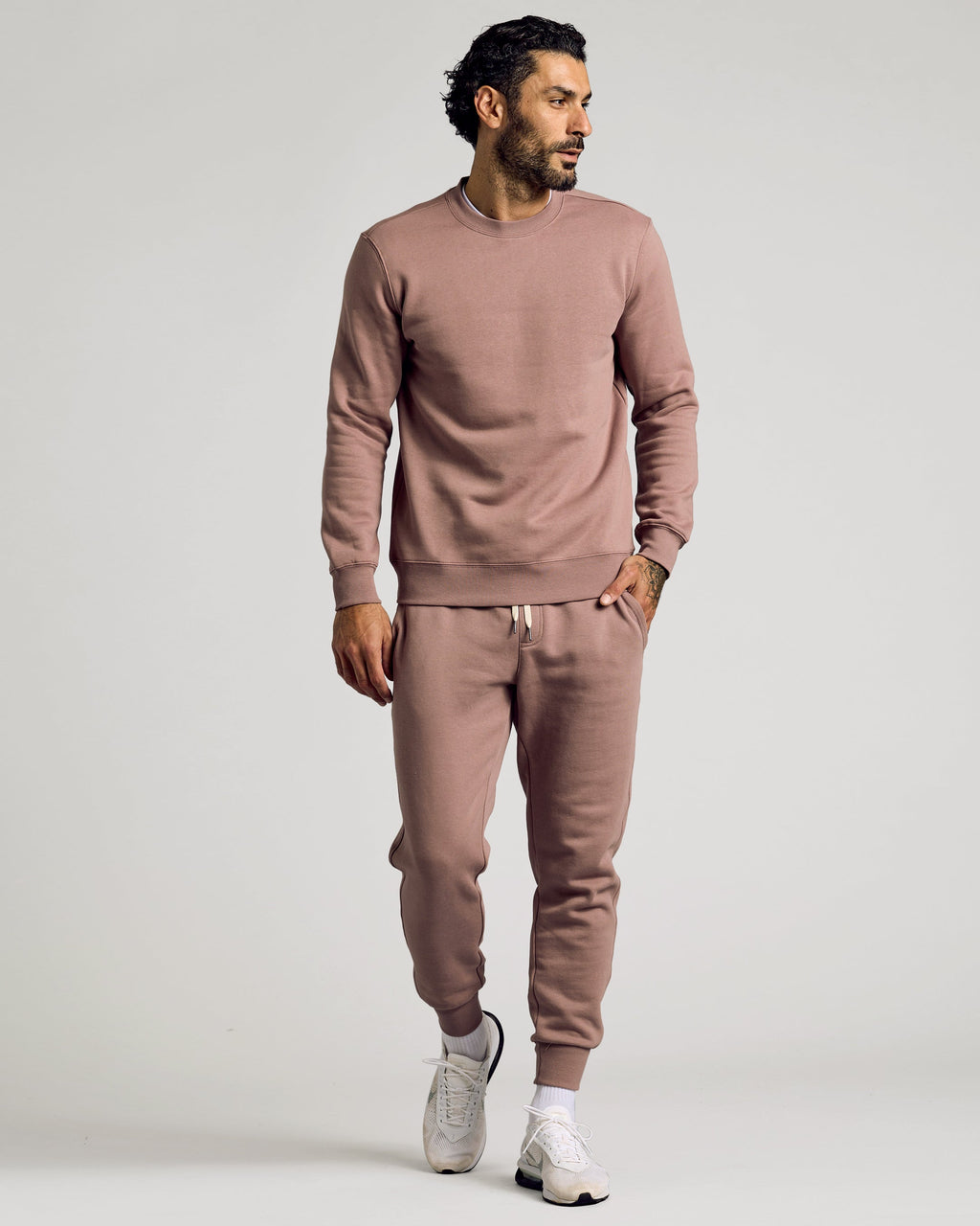 Slate Mauve Fleece French Terry Pullover Crew Neck Sweatshirt