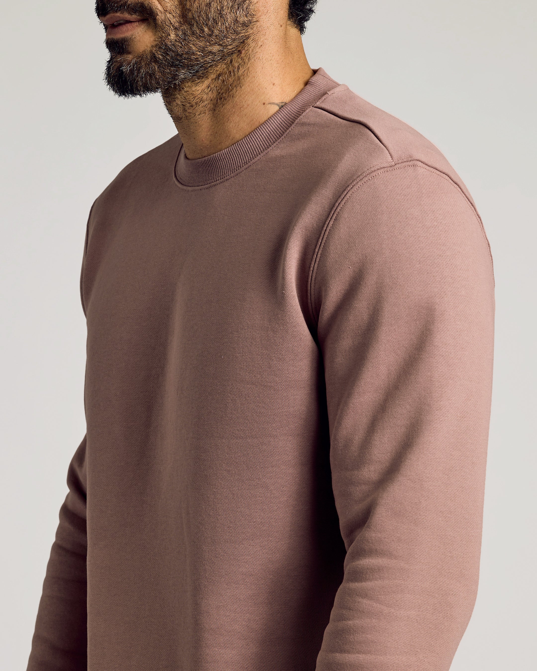 Slate Mauve Fleece French Terry Pullover Crew Neck Sweatshirt