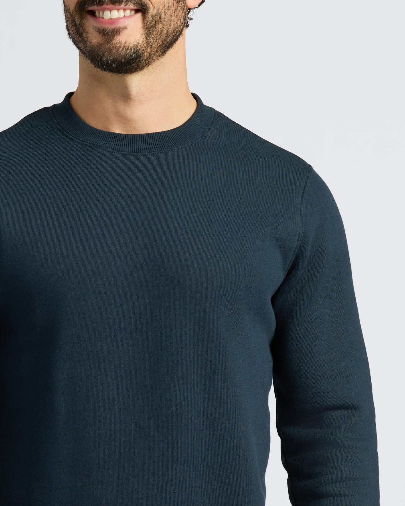 Navy Fleece French Terry Pullover Crew Neck