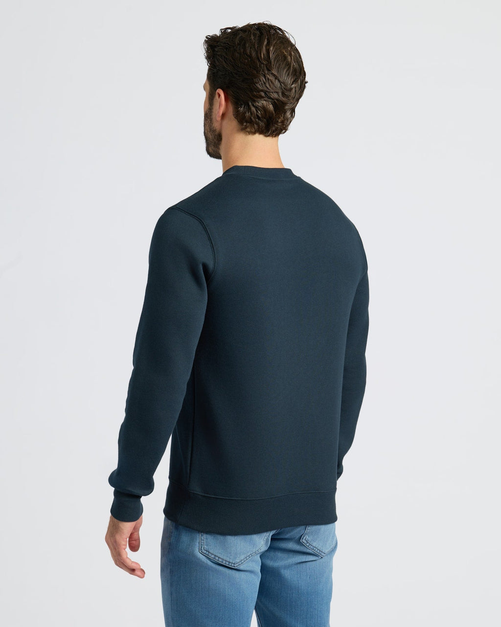 Navy Fleece French Terry Pullover Crew Neck