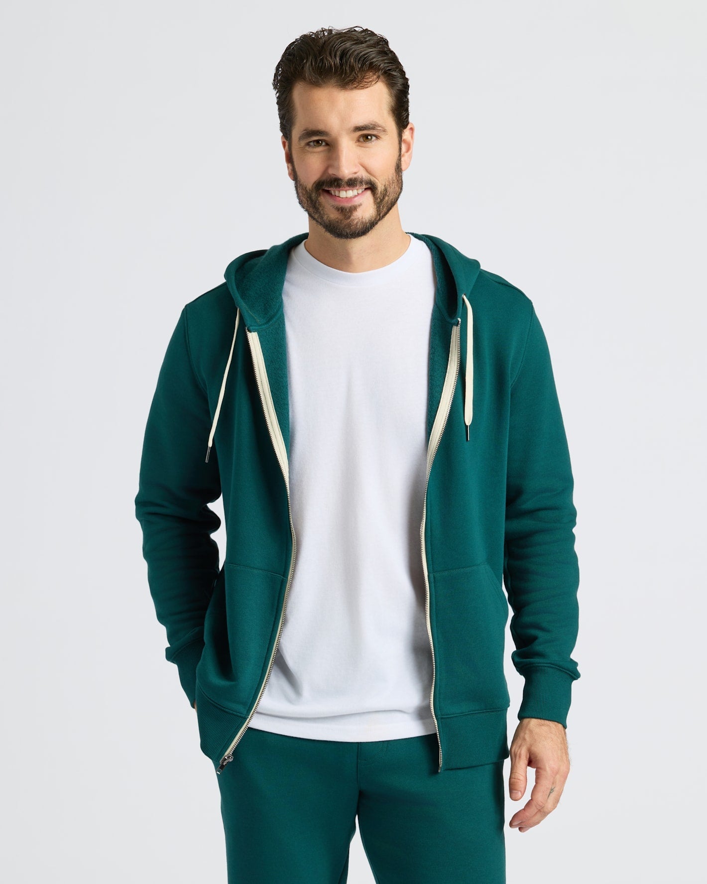 Deep Emerald Fleece French Terry Zip Hoodie