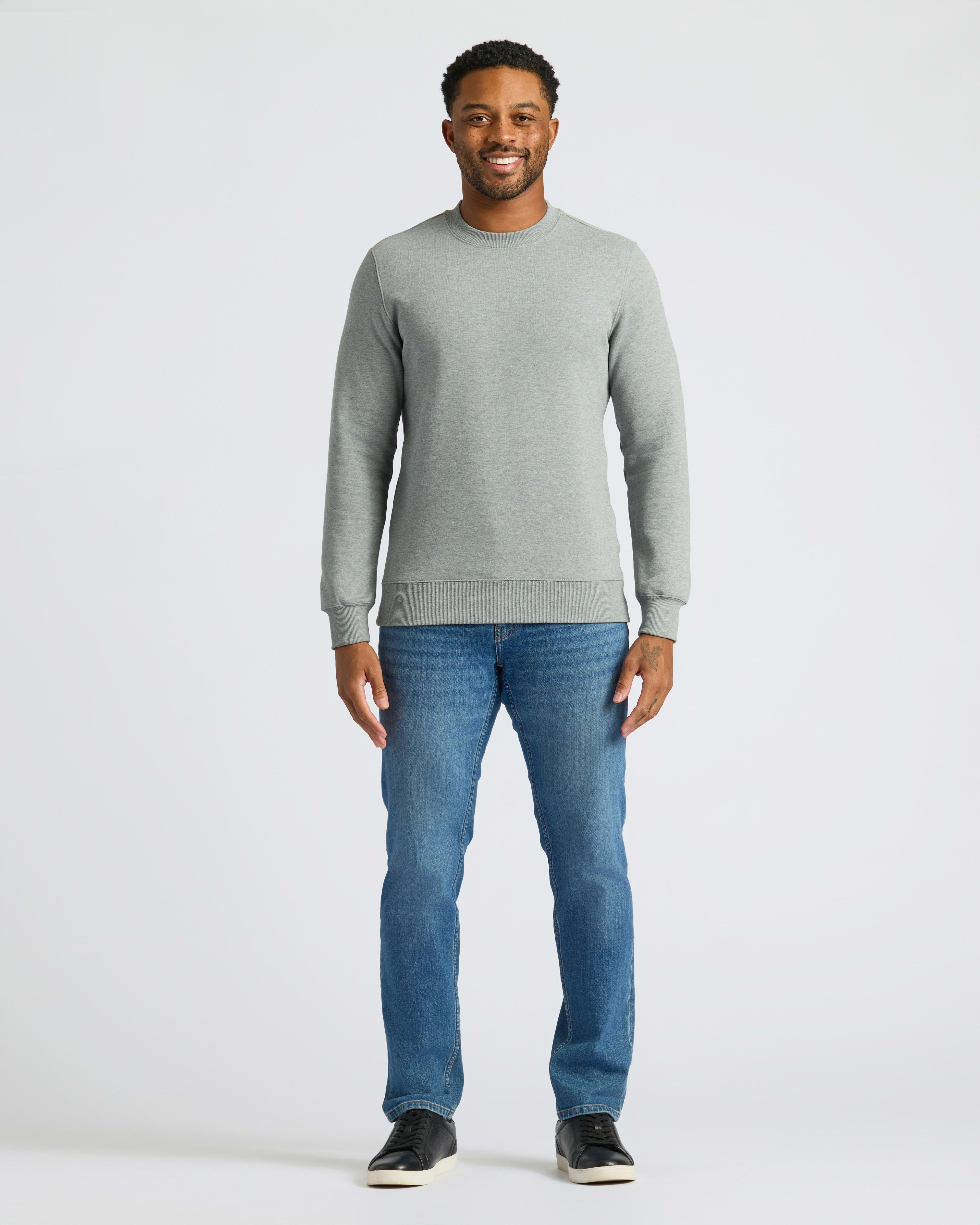 Heather Gray Fleece French Terry Pullover Crew Neck