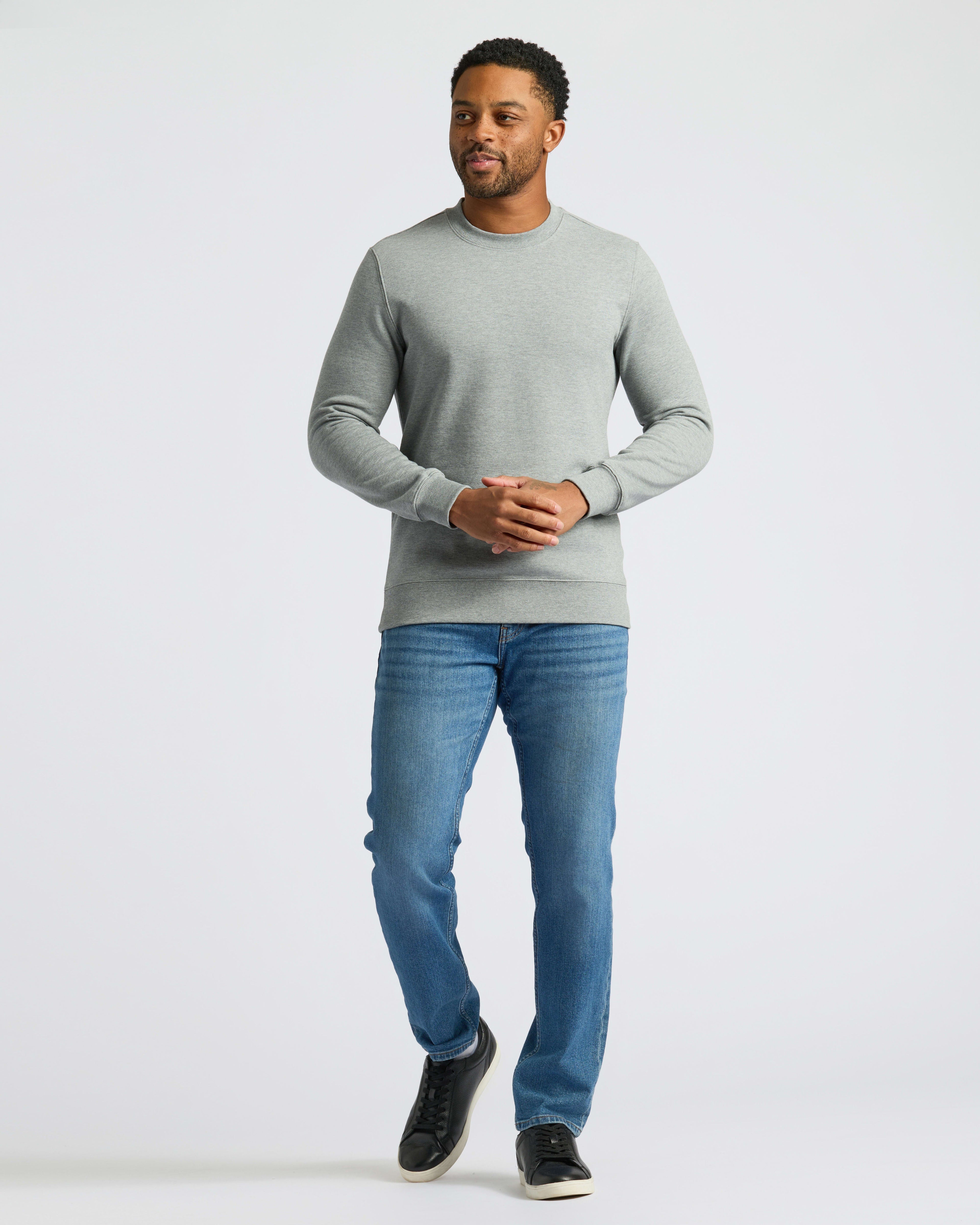 Heather Gray Fleece French Terry Pullover Crew Neck
