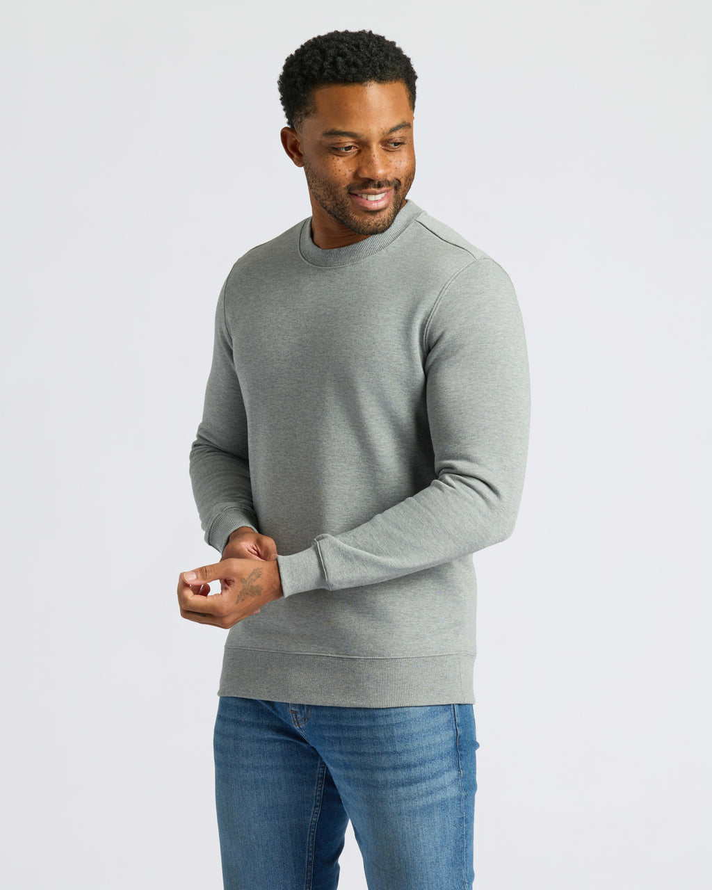 Heather Gray Fleece French Terry Pullover Crew Neck