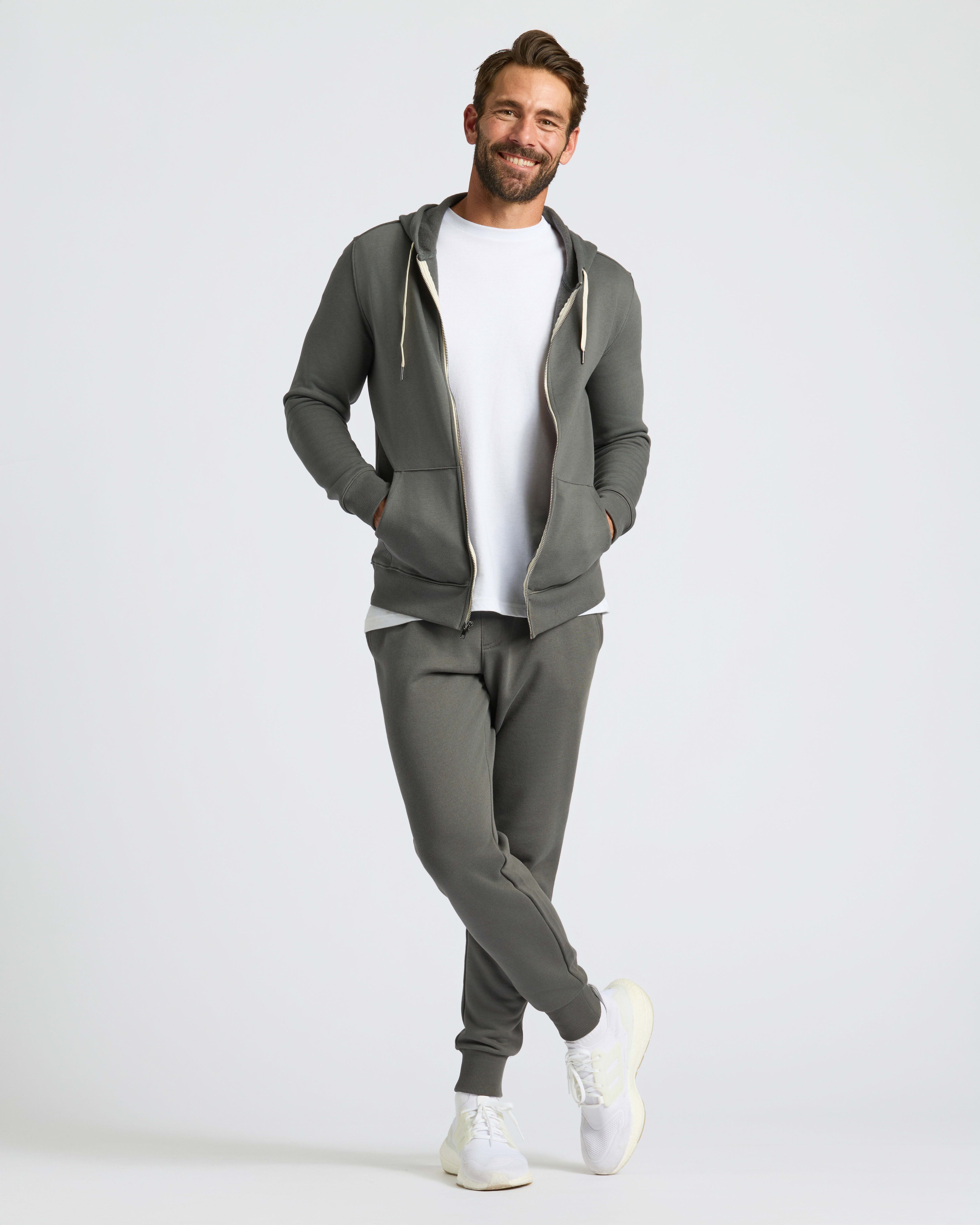 Charcoal Heather Gray Fleece French Terry Zip Hoodie