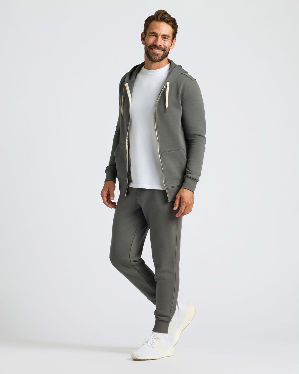 Charcoal Heather Gray Fleece French Terry Zip Hoodie