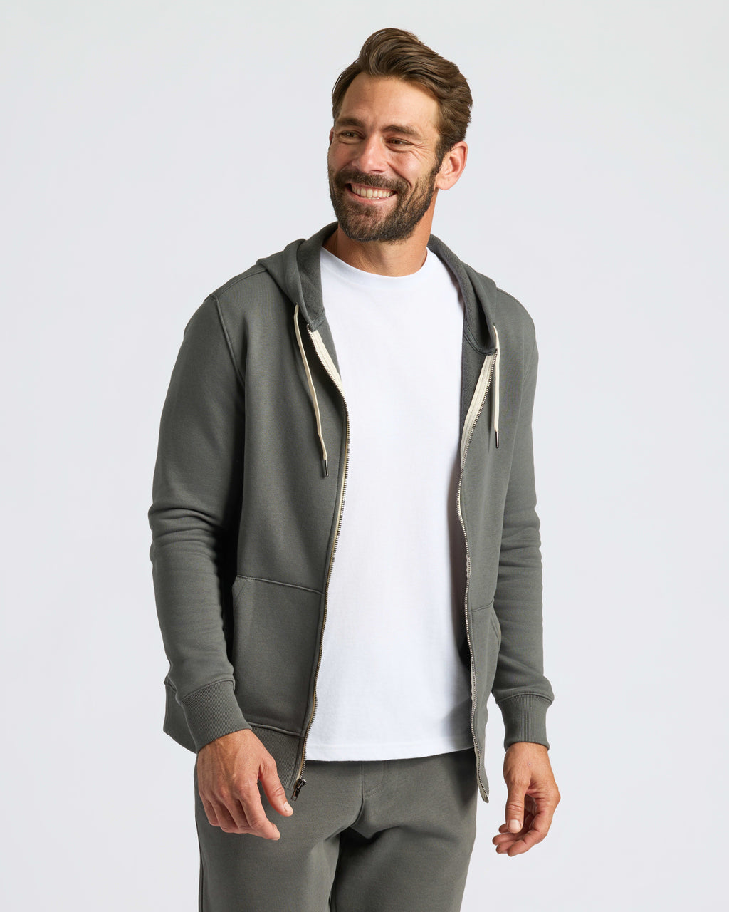 Charcoal Heather Gray Fleece French Terry Zip Hoodie