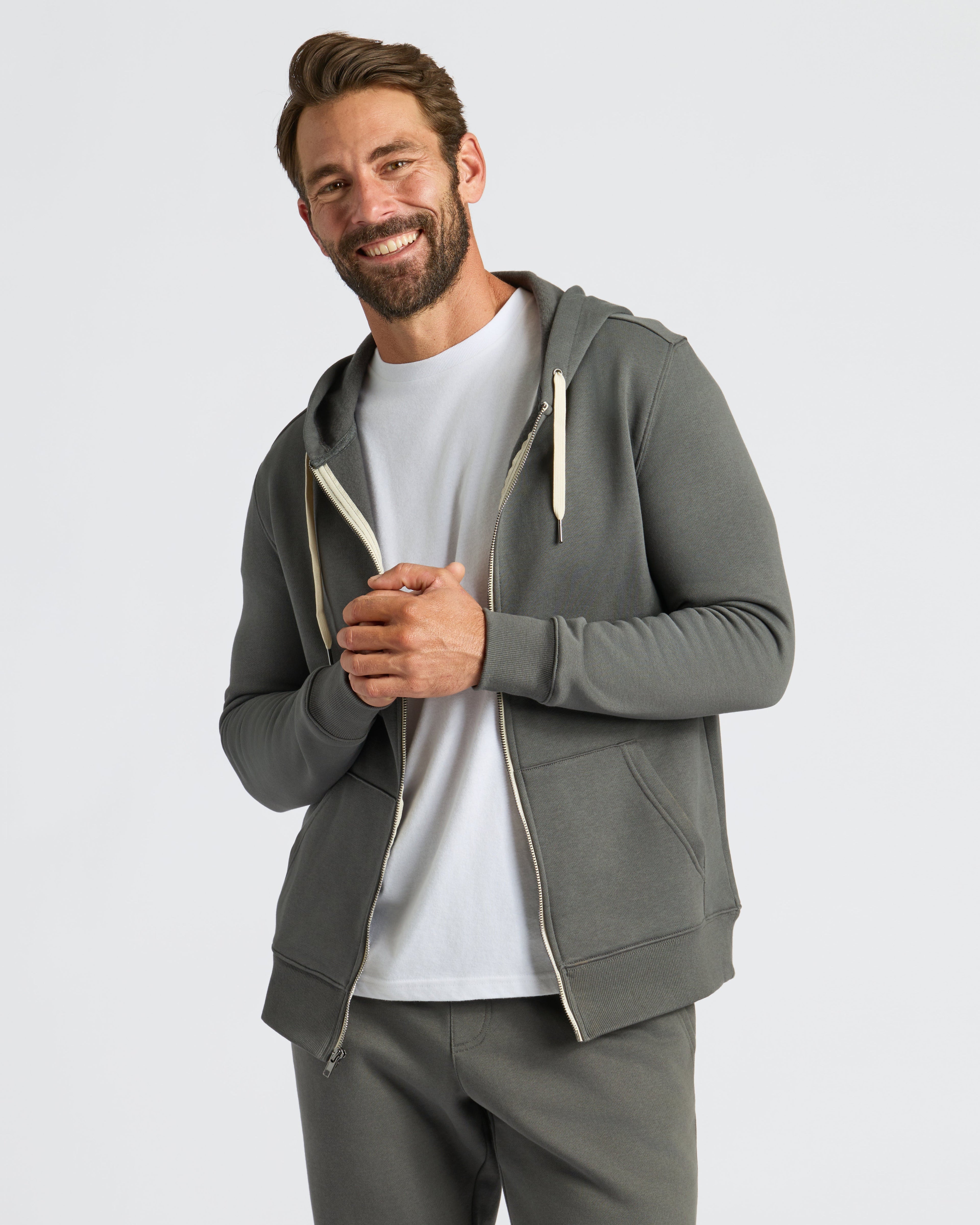 Charcoal Heather Gray Fleece French Terry Zip Hoodie