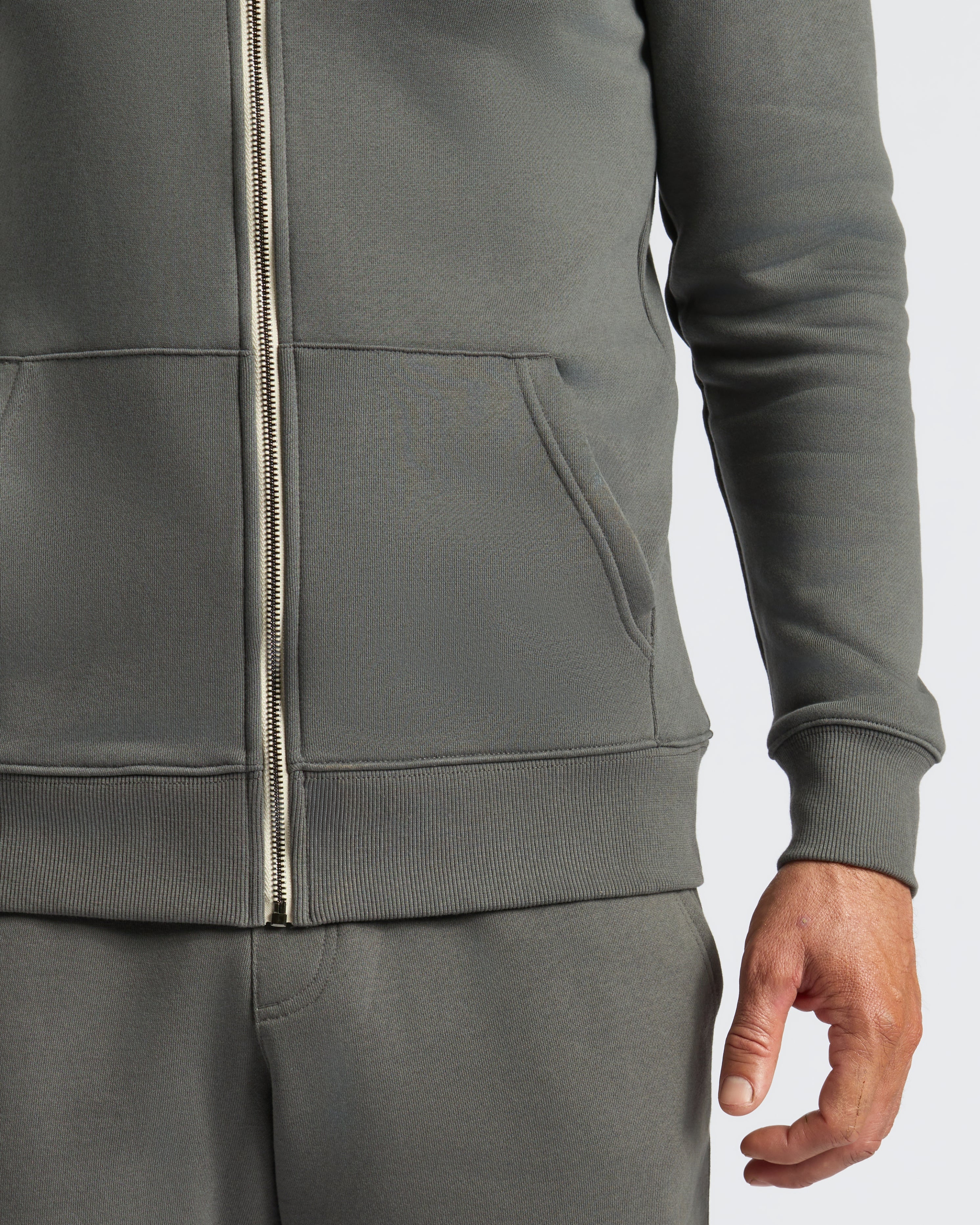 Charcoal Heather Gray Fleece French Terry Zip Hoodie